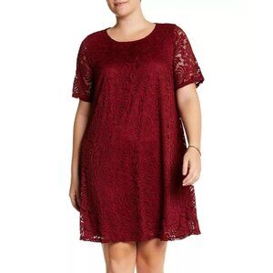 Sharagano Womens Cinnamon Red Floral Lace A Line Dress Size 6 Lined Fall Spring
